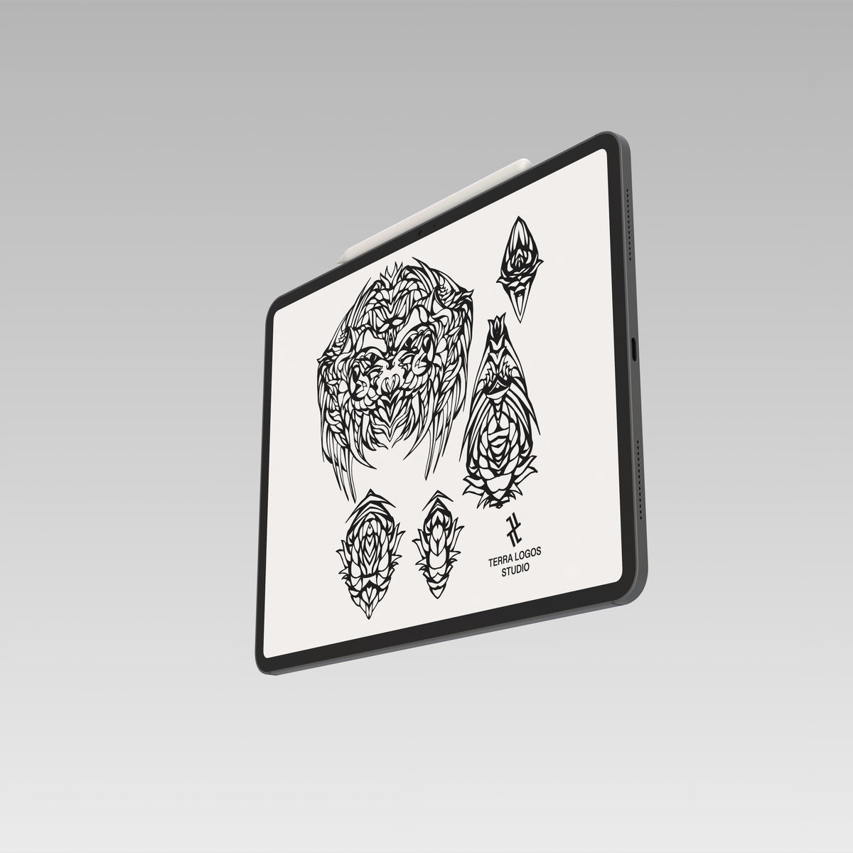 Contemporary ornamental line tattoo